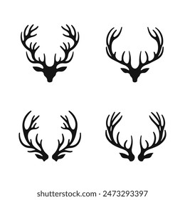 dear antlers vector set in white background