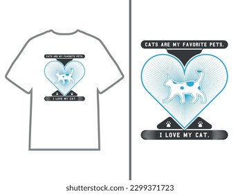 Querido diseño de camisetas de gato con dibujos a mano