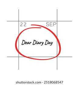 Dear Diary Day, September 22, - calendar date.