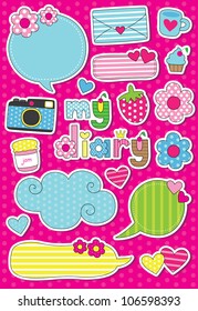 dear diary scrapbook elements. vector illustration