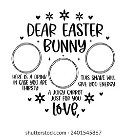 Dear Easter Bunny Tray Illustration for print and cut on wood