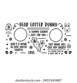 Dear Easter Bunny Tray Illustration for print and cut on wood