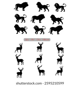 Dear and Eelephant silhouette with vector of illustration