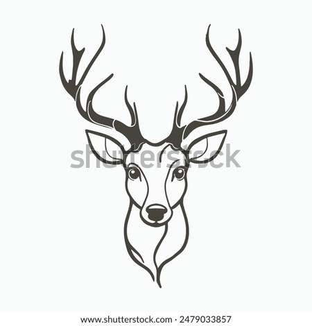 Dear head head Line art Vector Silhouette