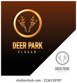 Dear Head Park logo design template with gold color.