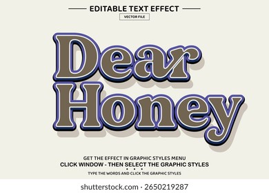 Dear honey 3D editable text effect template