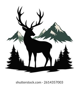Dear hunting vector art icon and graphics.