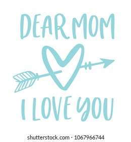 Dear Mom Mother's Day Holiday Vector Text Typography Background for Greeting Cards, Poster, Flyers, Promotion, Scrapbooking
