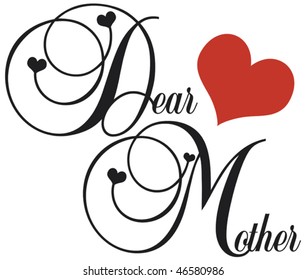 dear mother with red heart