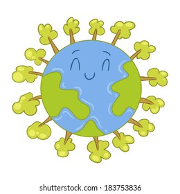 Dear planet Earth on a white background