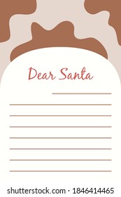 Dear Santa Christmas stationery template letter paper note with cow ox background. Vector illustration