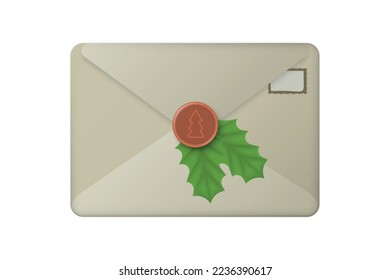 Dear santa claus mail envelope. Christmas surprise letter, child postcard with north pole postmark cachet.