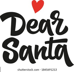 Querida letra vectorial dibujada a mano por Santa. Texto de la lista de deseos de Navidad. Tipografía para regalos de saludos de vacaciones. Dejando pasar las vacaciones de invierno. Elemento de diseño para tarjetas, pegatinas, camisetas, impresión.