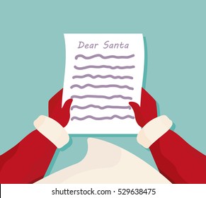 Dear Santa Letter. Christmas Greeting Card. List From The Children's