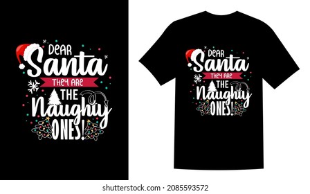 Dear Santa Merry Christmas typography vintage printable t shirt design Vector. Santa squad t shirt design vector illustration