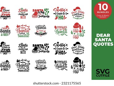 Estimado Santa Cotes Paquetes SVG, Cortar archivos para máquinas de corte como Cricut y Silhouette, santa, navidad, navidad, vinilo, sublimación