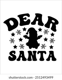 DEAR SANTA retro groovy Navidades onduladas, Días festivos Diseños EPS, Navidades alegres EPS, transferencia de calor, fabricación de camisetas, proyectos de bricolaje, árboles, cricut