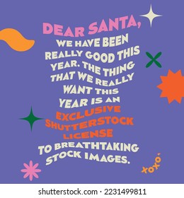 Dear Santa typography illustration design graphics illustrations purple background 