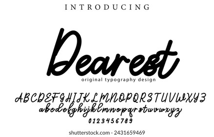 Dearest Font Stylish brush painted an uppercase vector letters, alphabet, typeface