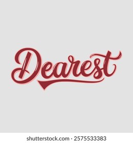 Dearest script text typography valentine vector  transparent background