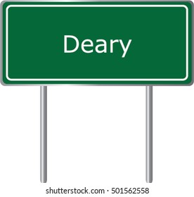 Deary , Idaho , road sign green vector illustration, road table, USA city