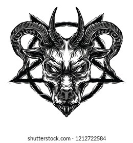 Deatch Goat Black and White Illustration