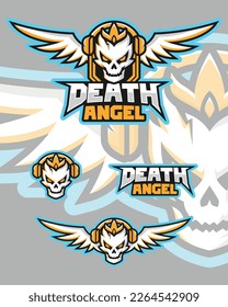 Death Angel Mascot vector illustration for sports and esports logo. oncept style for badge, emblem and tshirt printing. For sport and esport team.