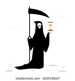 death angel and sand clock. vector Illustration