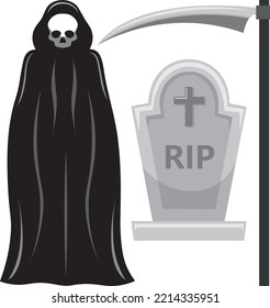Death attributes set, vector illustration.