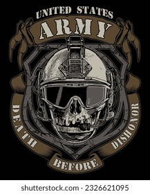 Death before Dishonor. American brave soldier vector style.