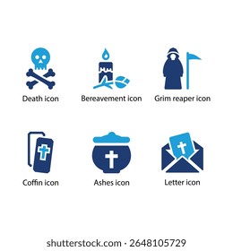 Death, Bereavement, Grim reaper, Coffin, Ashes, Letter icon