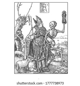 Death and the Bishop of the Power of Death (Allegory of Original Sin and Death), Heinrich Aldegrever Vector copy