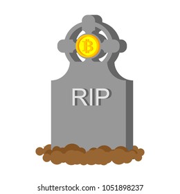 Death Bitcoin. Fall of crypto currency. Currency quotes are falling.
