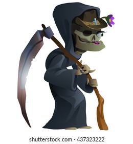 Death in a black robe with a scythe. Vector.