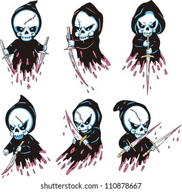 Death with blades. Set of color vector illustrations.