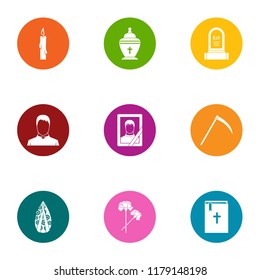 Death border icons set. Flat set of 9 death border vector icons for web isolated on white background