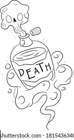 Death Bottle sketch Halloween cartoon character