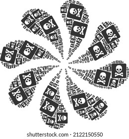Death box icon explosion bang turbine fireworks shape. Turbine burst composed using random death box items.