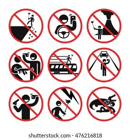Death by selfie vector infographic. Ban selfie in dangerous places illustration