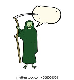 caricatura de muerte con burbuja de habla