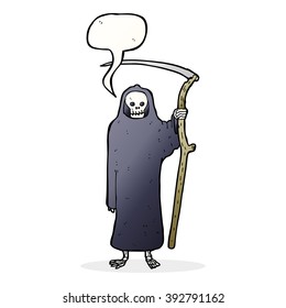 caricatura de muerte con burbuja de habla