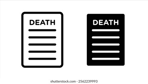 Death certificate Icon collection in filled and stroke style.