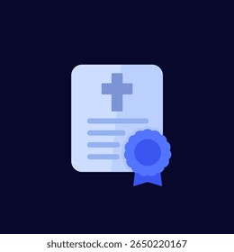 ícone de certificado de óbito, design de vetor plano