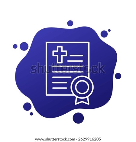 death certificate icon, line vector design