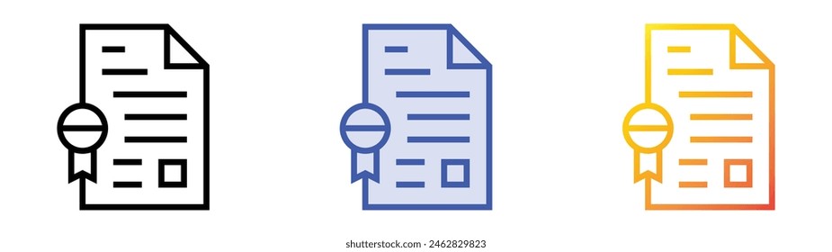 icono de certificado de defunción. Diseño de estilo de relleno lineal, azul y degradado aislado sobre fondo blanco