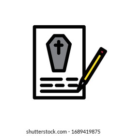 death certificate line icon, vector illustration