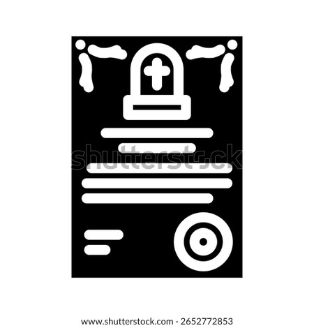 death certificate mortality glyph icon vector. death certificate mortality sign. isolated symbol illustration