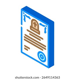 mortalidade do certificado de óbito ícone isométrico vetor. mortalidade do certificado de óbito sinal. símbolo isolado ilustração