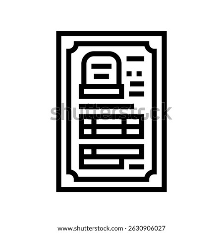 death certificate mortality line icon vector. death certificate mortality sign. isolated contour symbol black illustration