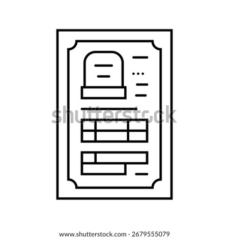 death certificate mortality line icon vector. death certificate mortality sign. isolated contour symbol black illustration